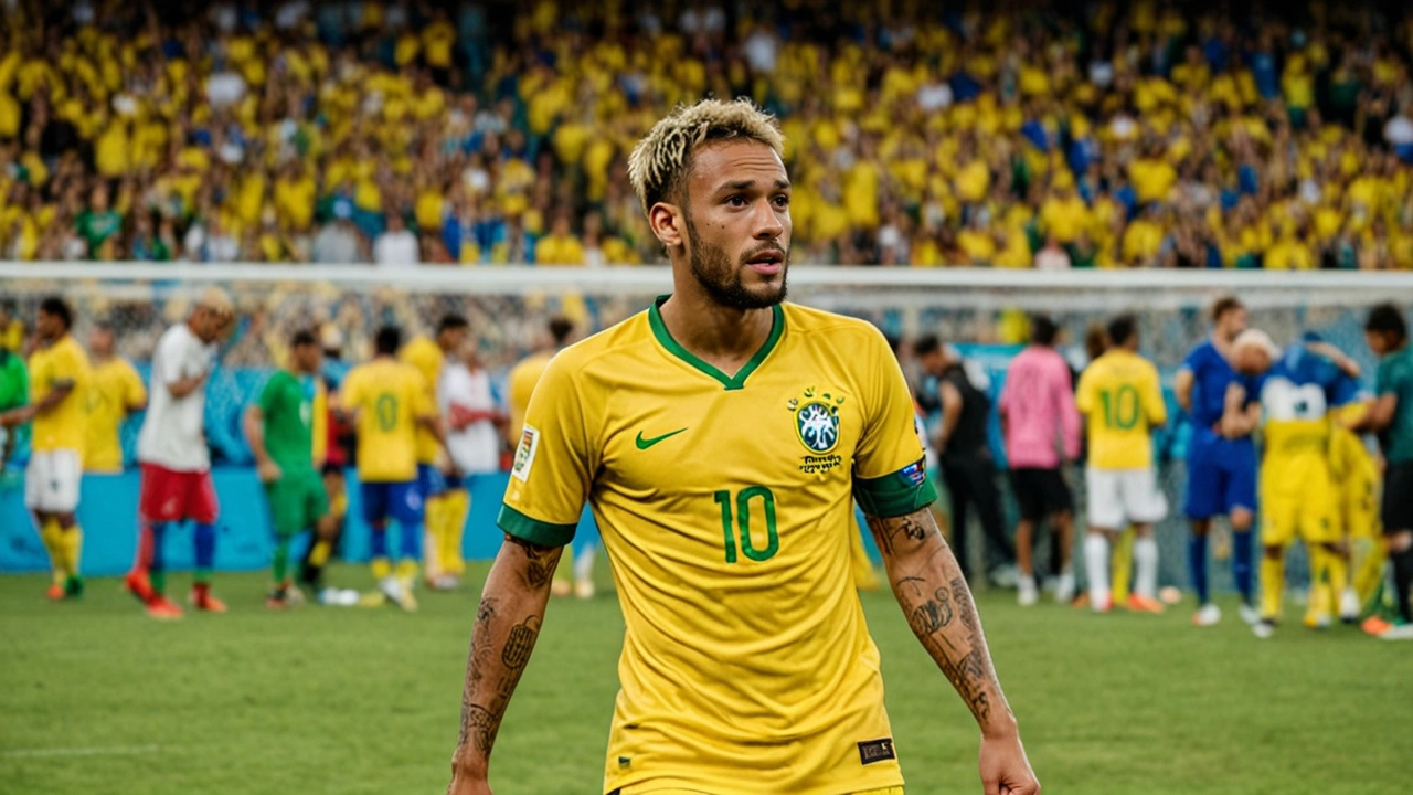 Neymar llora desconsolado tras la eliminación de Brasil en la Copa América 2024